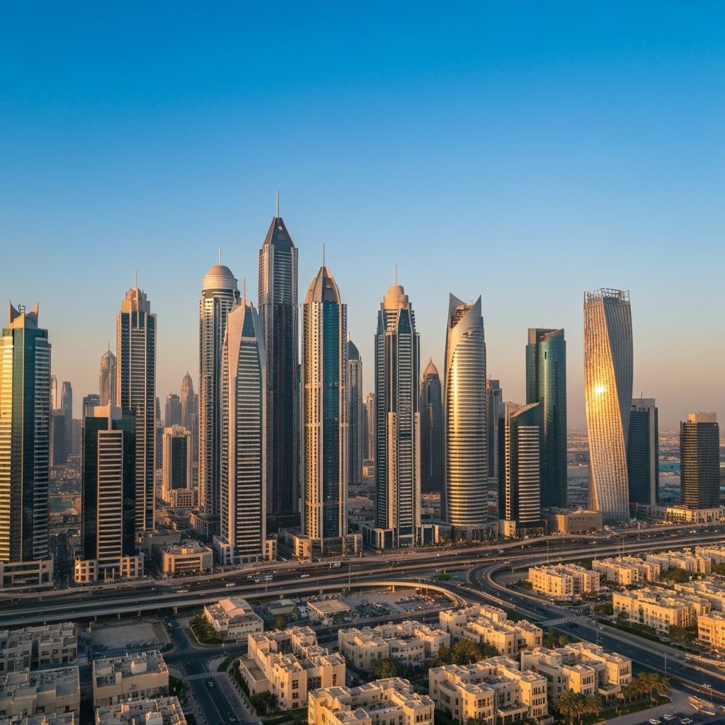 أفق دبي مع منطقة الأعمال الحرة